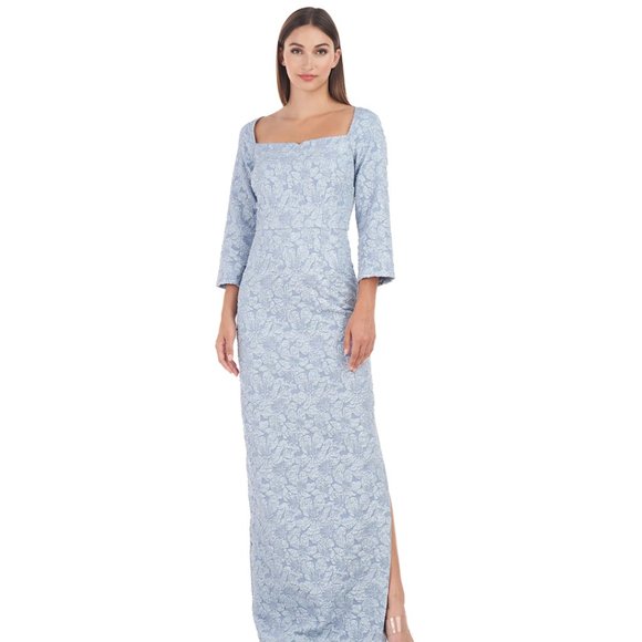 JS Collections Remi Sweetheart Column Gown in Slate Blue - Picture 3 of 17